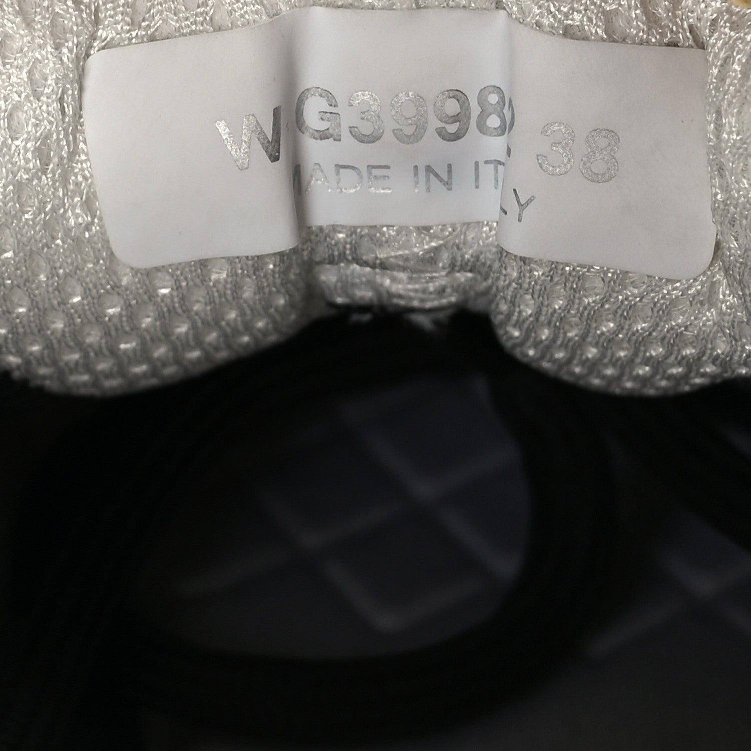Chanel Suede Calfskin Mixed Fibers CC Sneakers 38 Ivory Green Light Blue 7 of 8