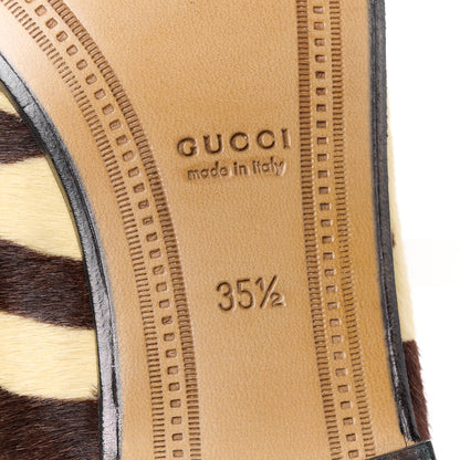 Gucci Calf Hair Tiger Print Womens Jordaan Loafers 35.5 Natural Black Romantic Cherry 8 of 9