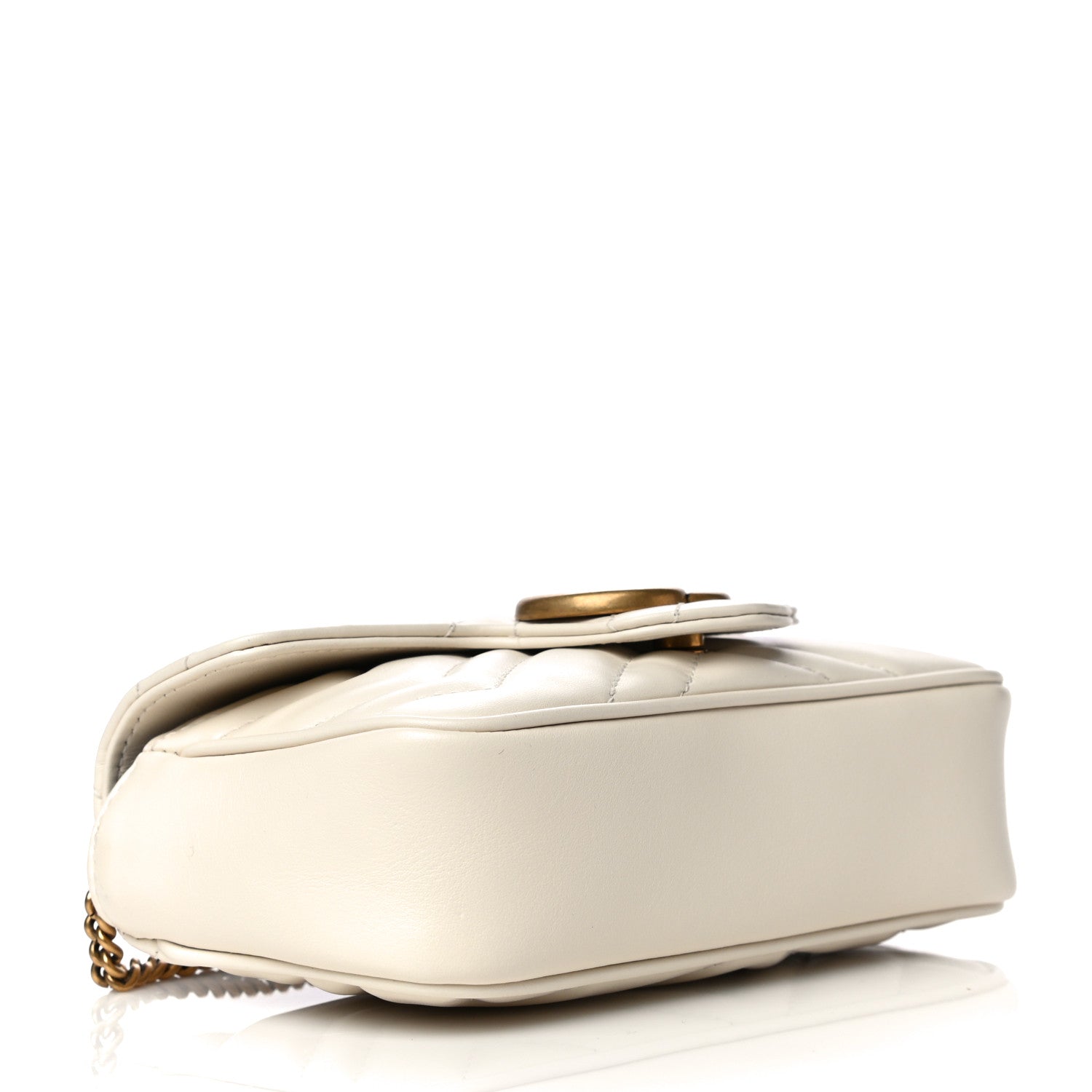 Gucci Calfskin Matelasse Super Mini GG Marmont Shoulder Bag White 4 of 12