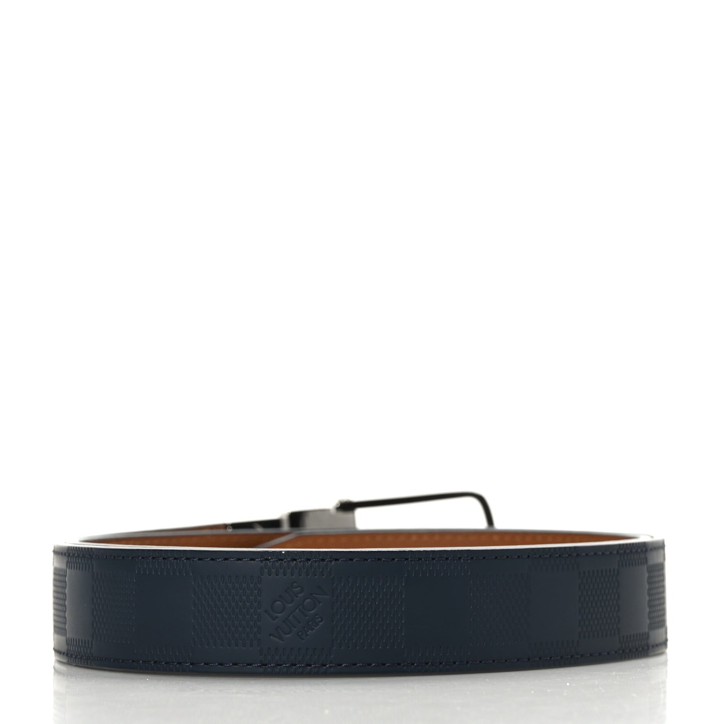 Damier Infini Calfskin 35mm Slender Reversible Belt Blue