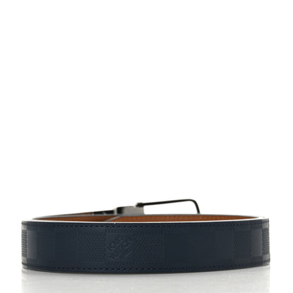 Louis Vuitton Damier Infini Calfskin 35mm Slender Reversible Belt Blue 2 of 5