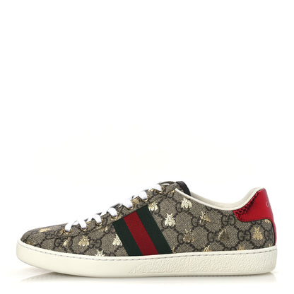 Gucci GG Supreme Monogram Bees Ayers Web Womens Ace Sneakers 38.5 Beige Oro Green Red 1 of 13