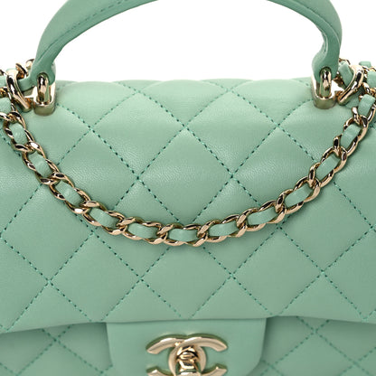 Chanel Lambskin Quilted Mini Top Handle Rectangular Flap Light Green 8 of 10