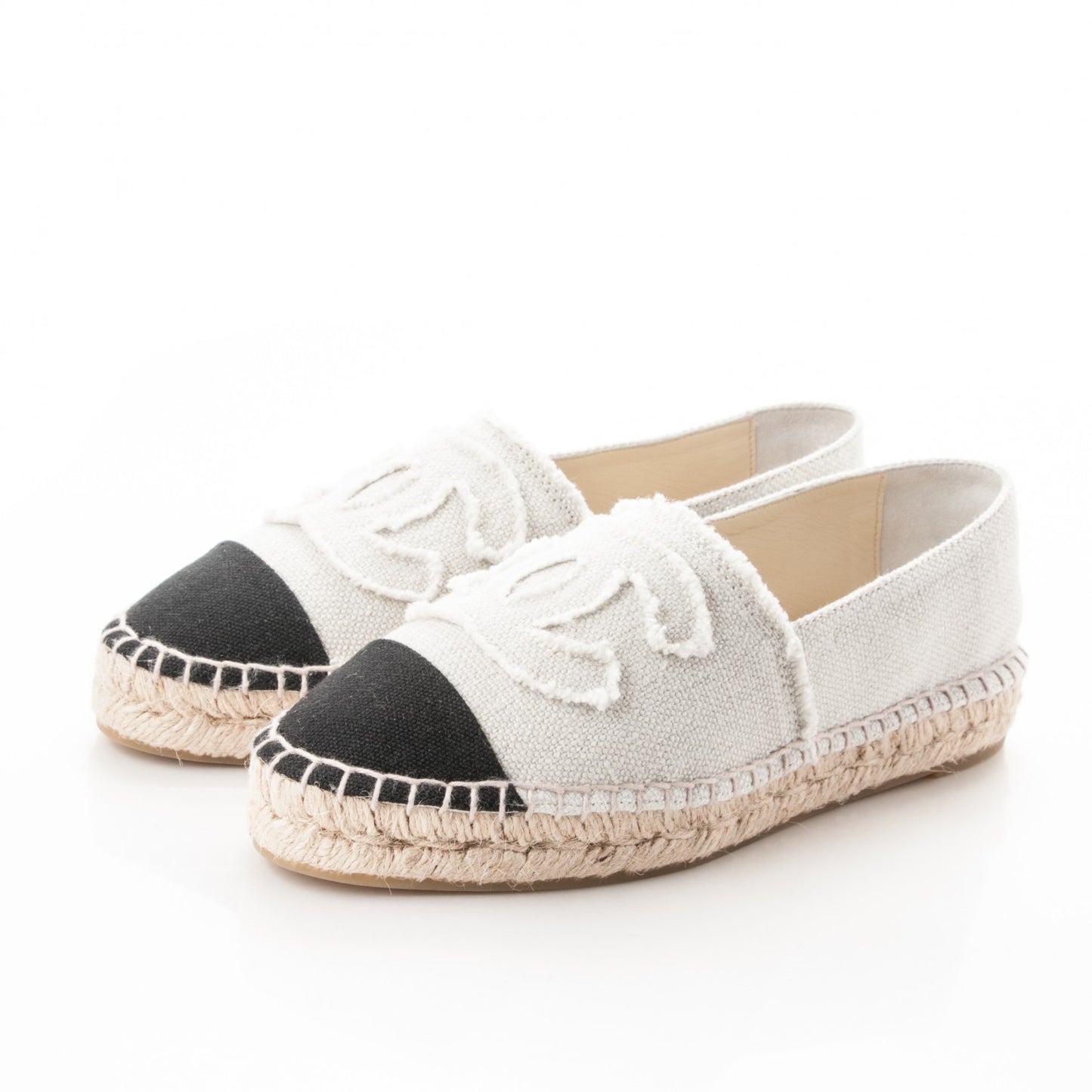 Linen CC Espadrilles 37 Beige Black