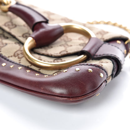 Gucci Monogram Studded Large Horsebit Clutch Bordeaux 6 of 12
