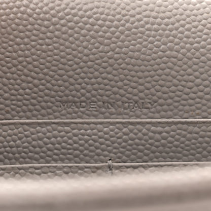 Saint Laurent Grain De Poudre Matelasse Chevron Monogram Envelope Chain Wallet Fog 7 of 13