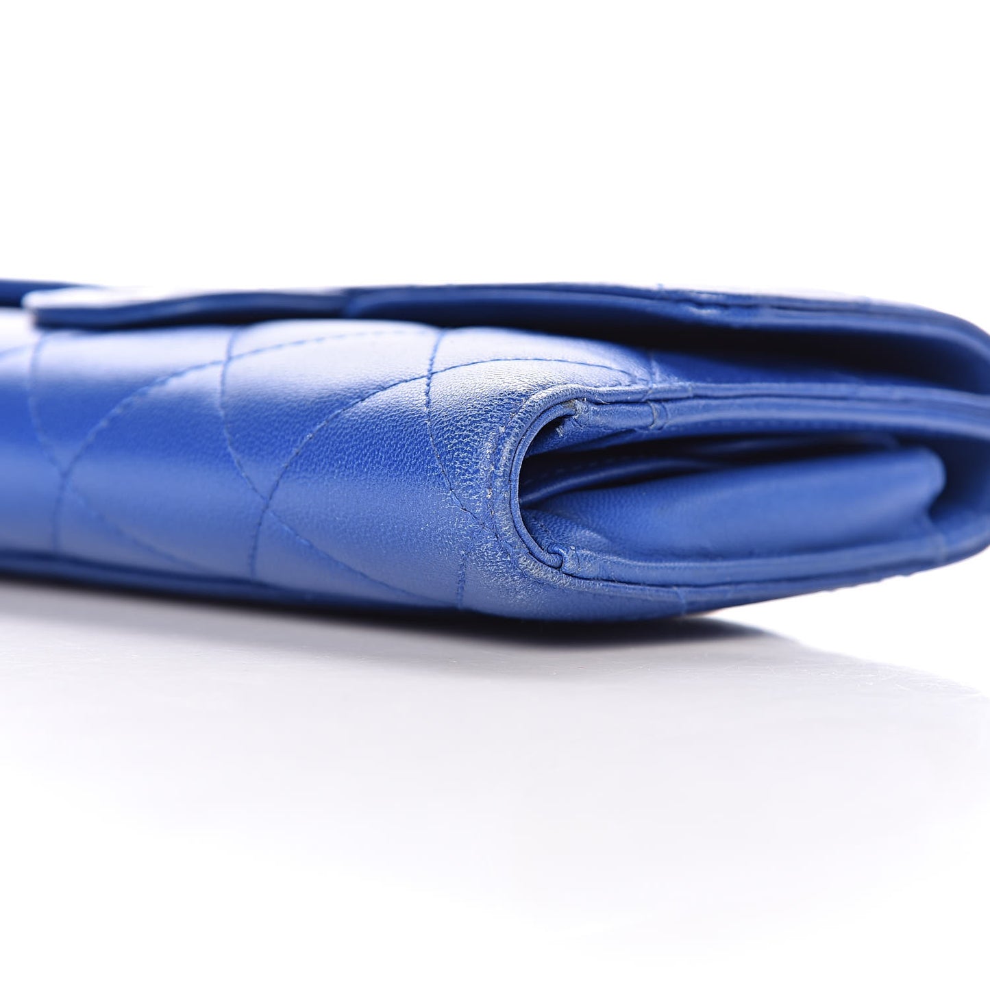 Lambskin Quilted Large Flap Wallet Blue