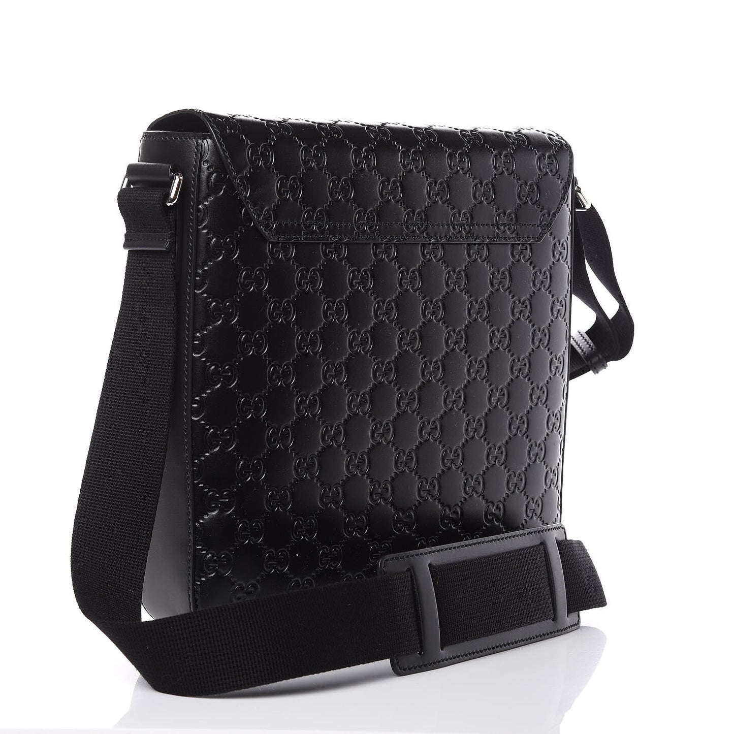 Guccissima Signature Single Buckle Flap Messenger Bag Black
