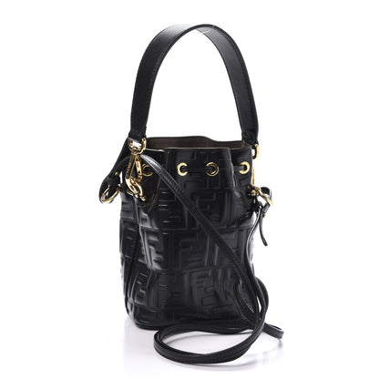 Fendi Vitello Liberty F is Fendi FF 1974 Embossed Mini Mon Tresor Bucket Bag Black 2 of 9