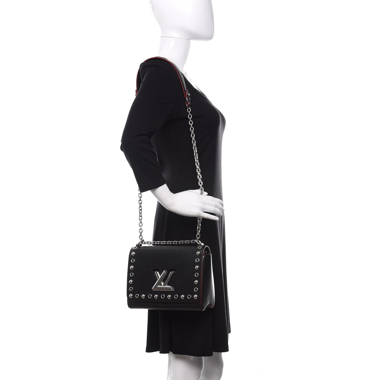 Epi Studded Twist Shoulder Bag MM Black