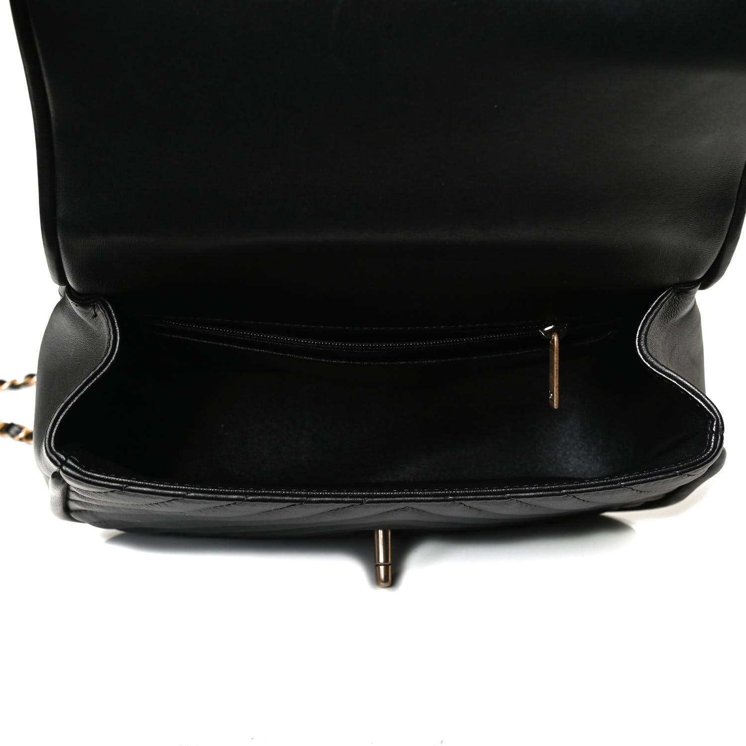 Chanel Lambskin Reverse Chevron Quilted Round Top Handle Flap Black 5 of 14