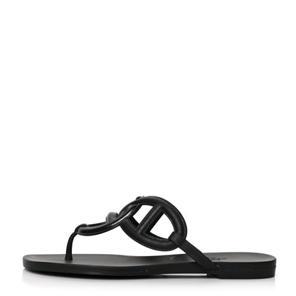 Hermes Rubber Womens Egerie Sandals 36 Black 1 of 9