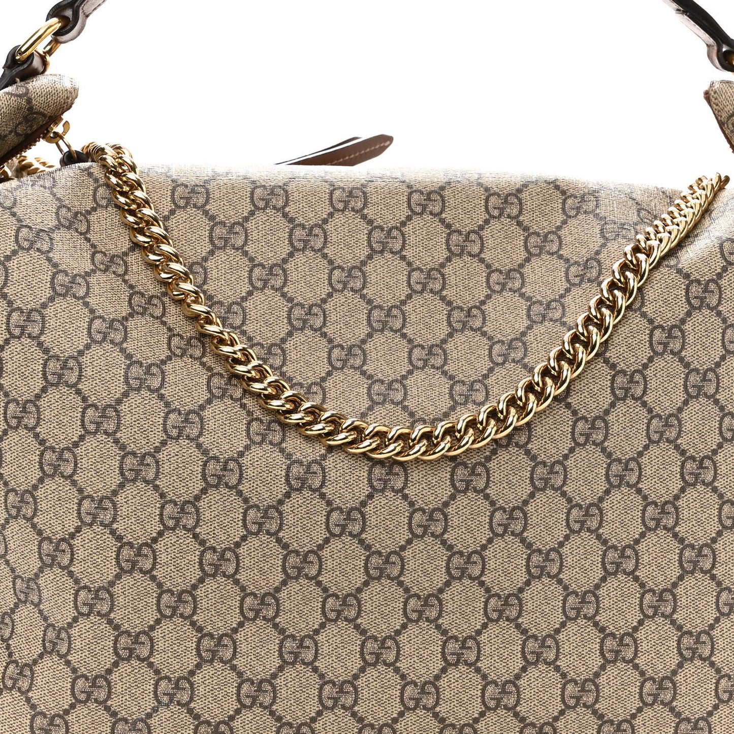 GG Supreme Monogram Large Linea A Hobo Light Brown