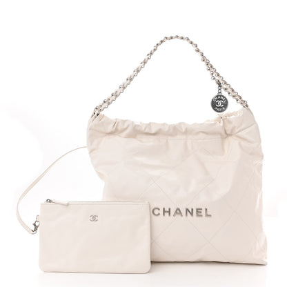 Chanel Shiny Calfskin Quilted Small Chanel 22 White 3 of 14