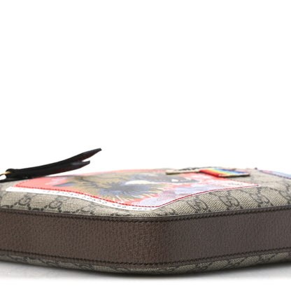 Gucci Soft GG Supreme Monogram Courrier Web Medium Flat Messenger Bag Beige New Acero Multicolor 9 of 12