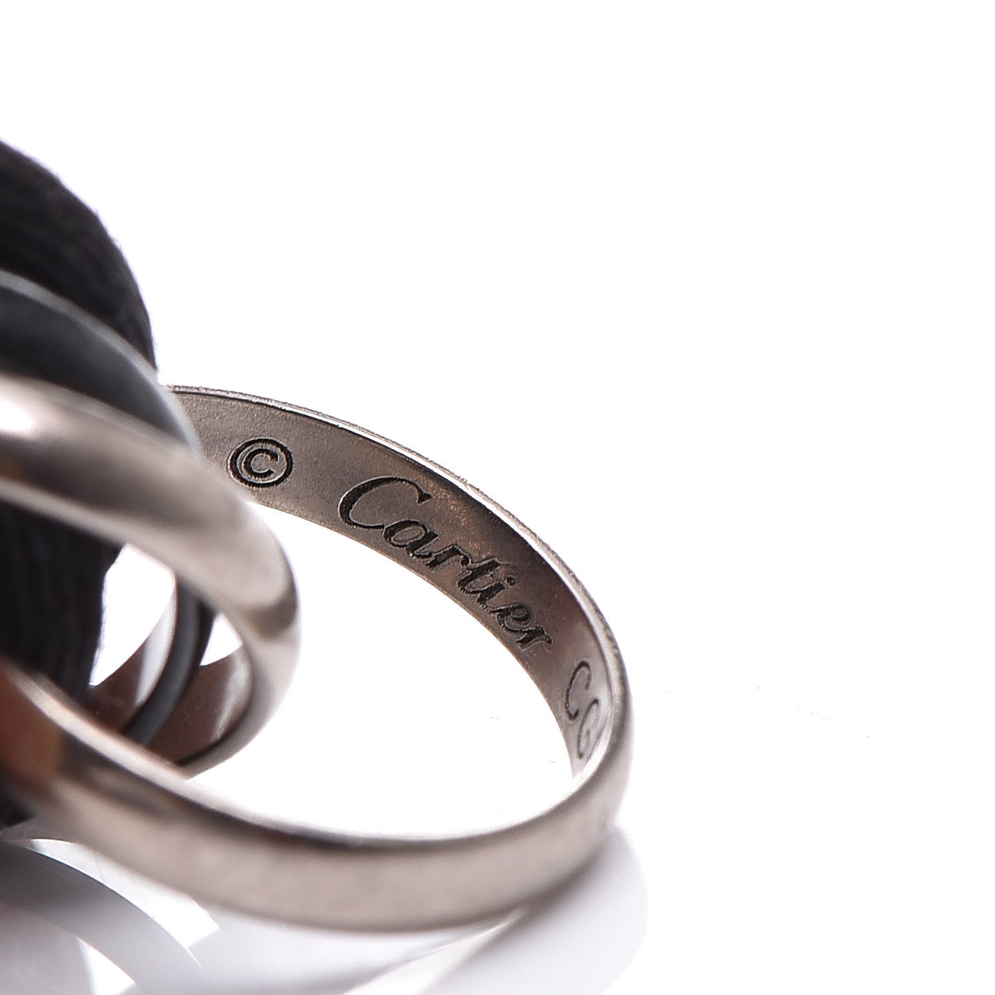 18K White Gold Ceramic Trinity Cord Bracelet Black