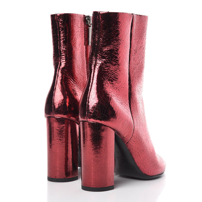Saint Laurent Metallic Crackled Lou 95 Zip Bootie 37 Elect 4 of 9