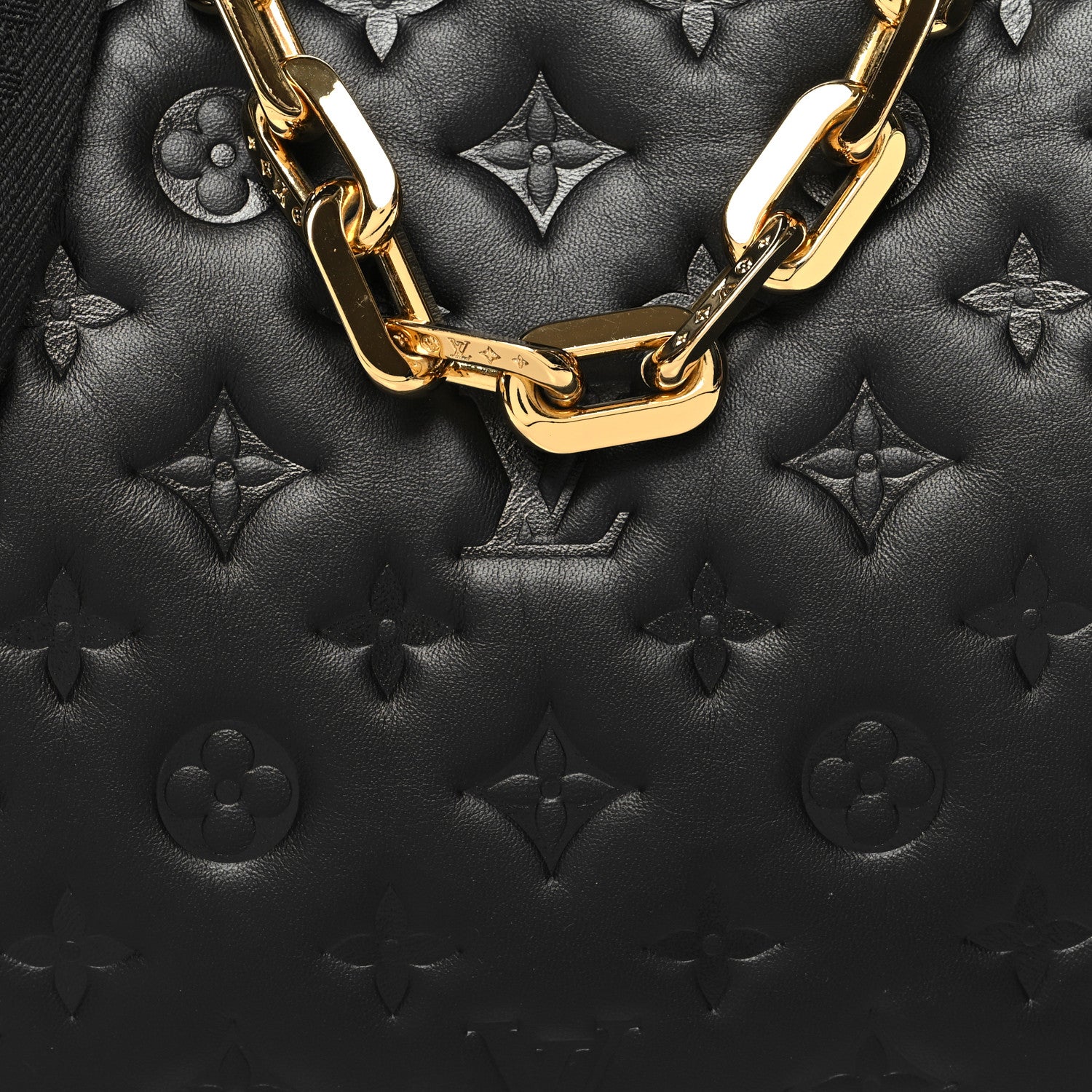Louis Vuitton Lambskin Embossed Monogram Coussin MM Black 9 of 12
