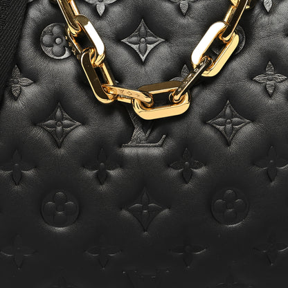 Louis Vuitton Lambskin Embossed Monogram Coussin MM Black 9 of 12