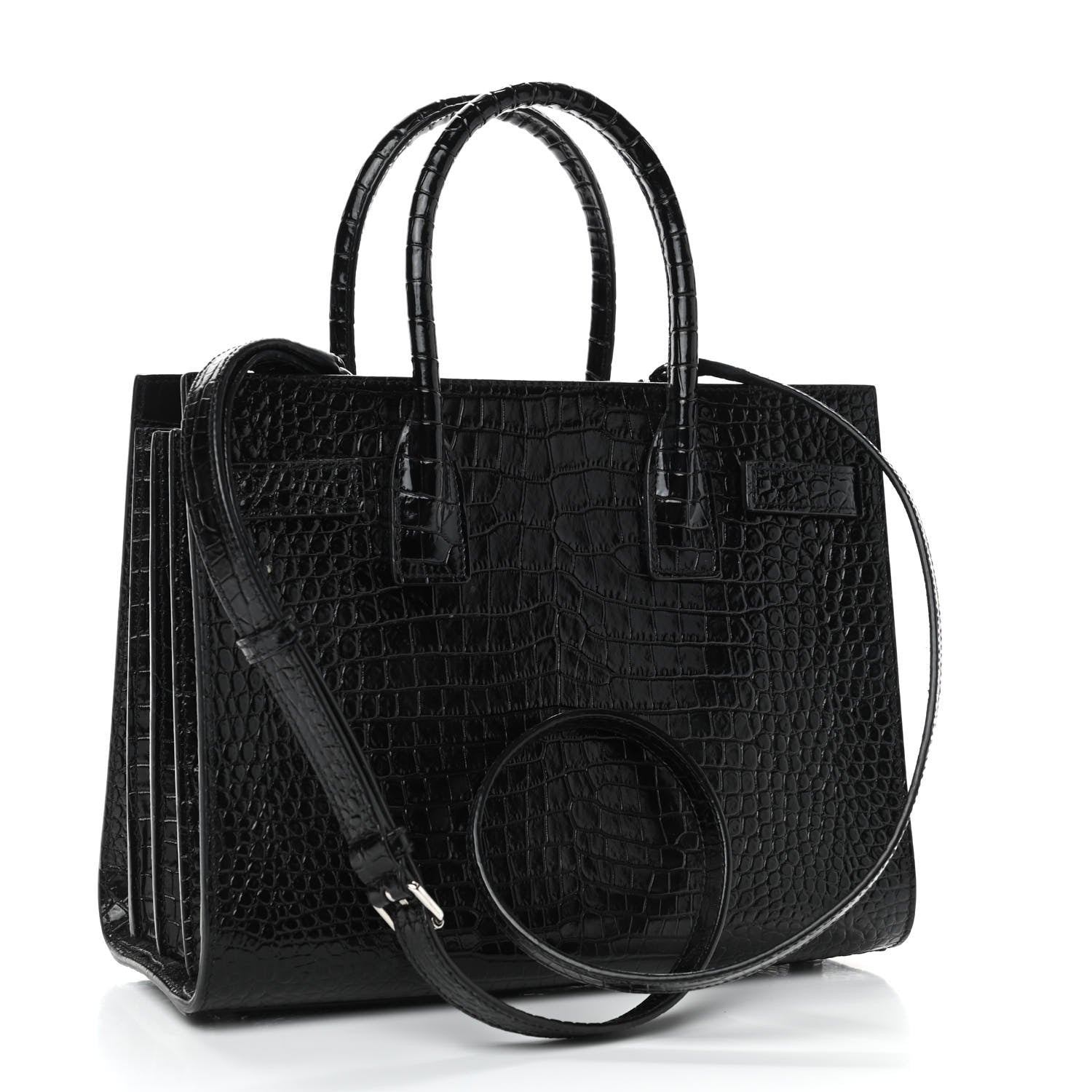 Saint Laurent Calfskin Crocodile Embossed Baby Sac De Jour Black 2 of 4