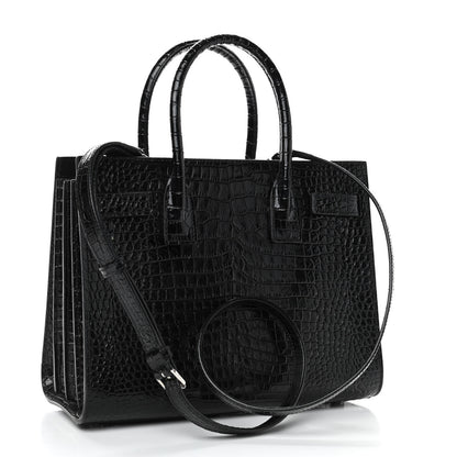 Saint Laurent Calfskin Crocodile Embossed Baby Sac De Jour Black 2 of 4