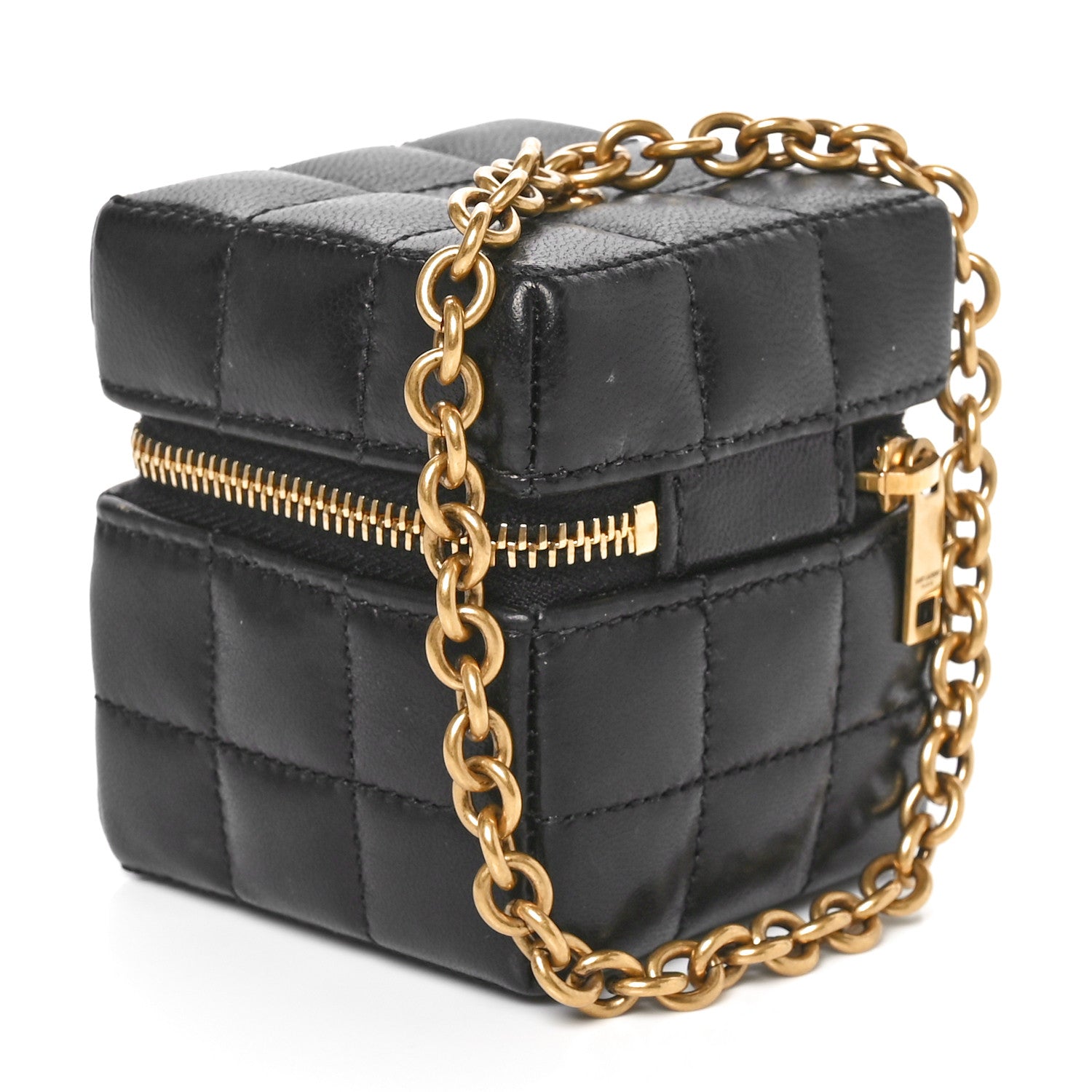 Saint Laurent Lambskin Cassandre Matelasse Carre Mini Cube On