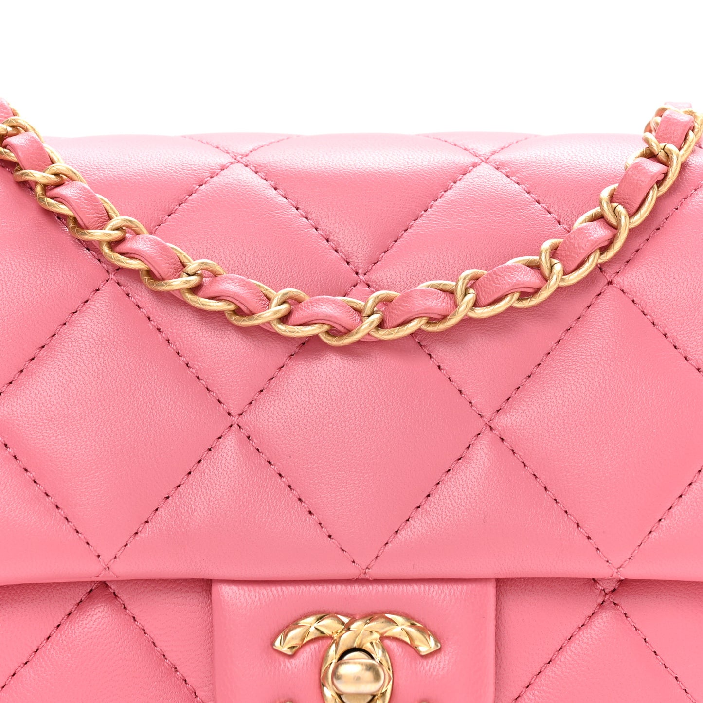 Lambskin Quilted CC Small Dynasty Flap Pink