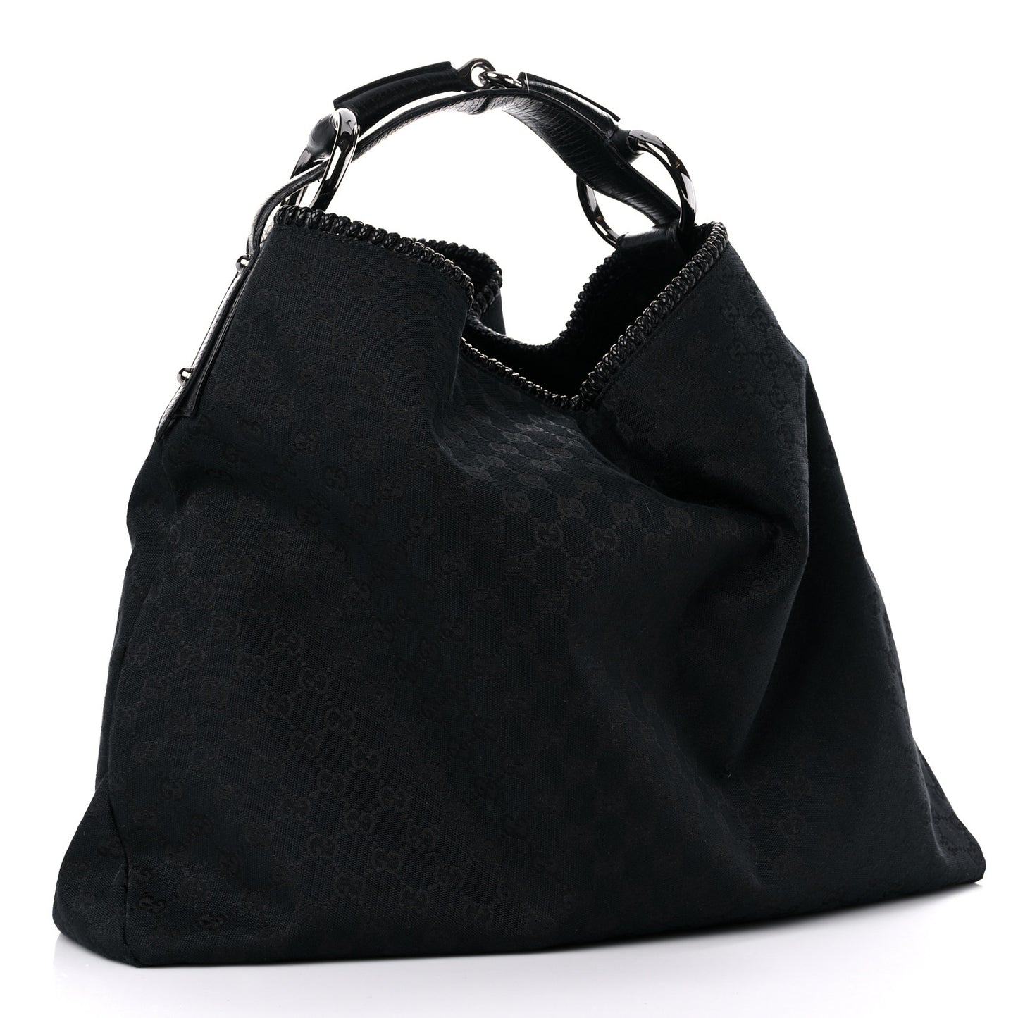 Monogram Large Horsebit Chain Hobo Black