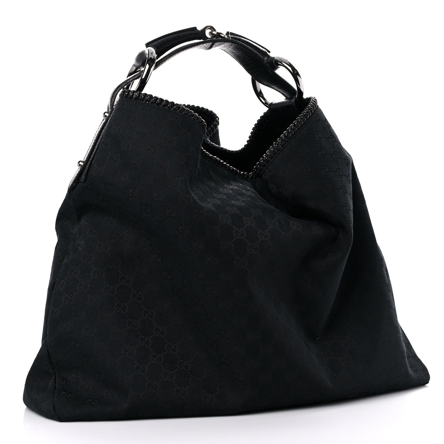 Gucci Monogram Large Horsebit Chain Hobo Black 3 of 16
