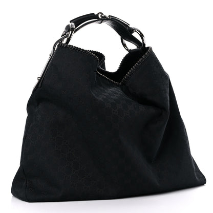 Gucci Monogram Large Horsebit Chain Hobo Black 3 of 16