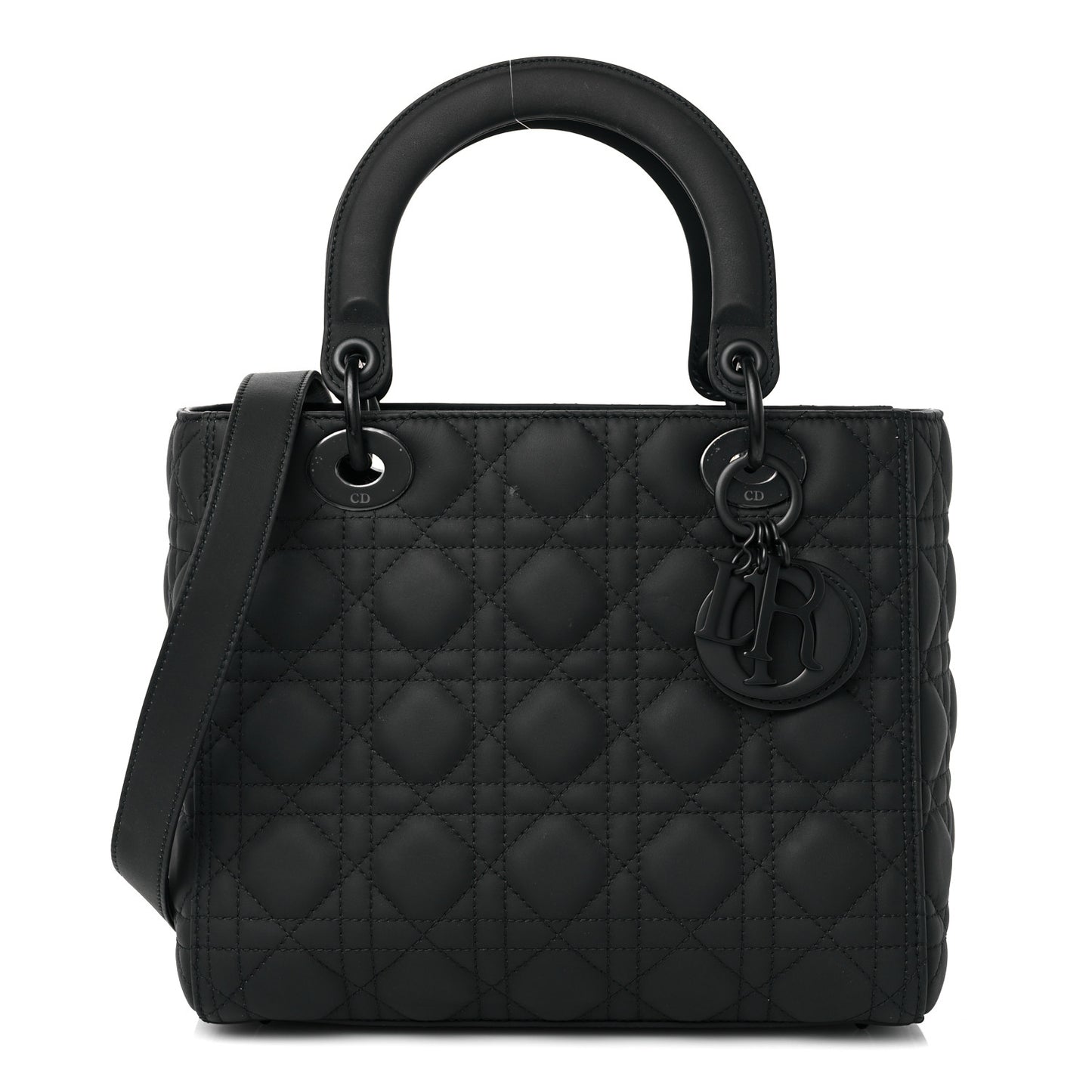 Ultra Matte Calfskin Cannage Medium Lady Dior Black