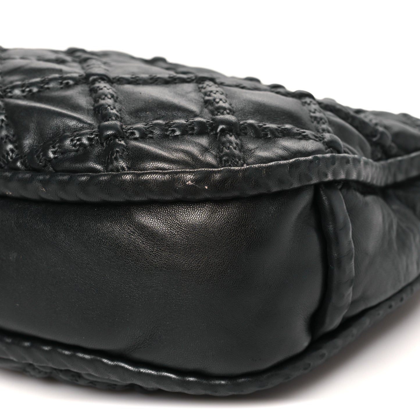 Quilted Lambskin Hidden Chain Hobo Black