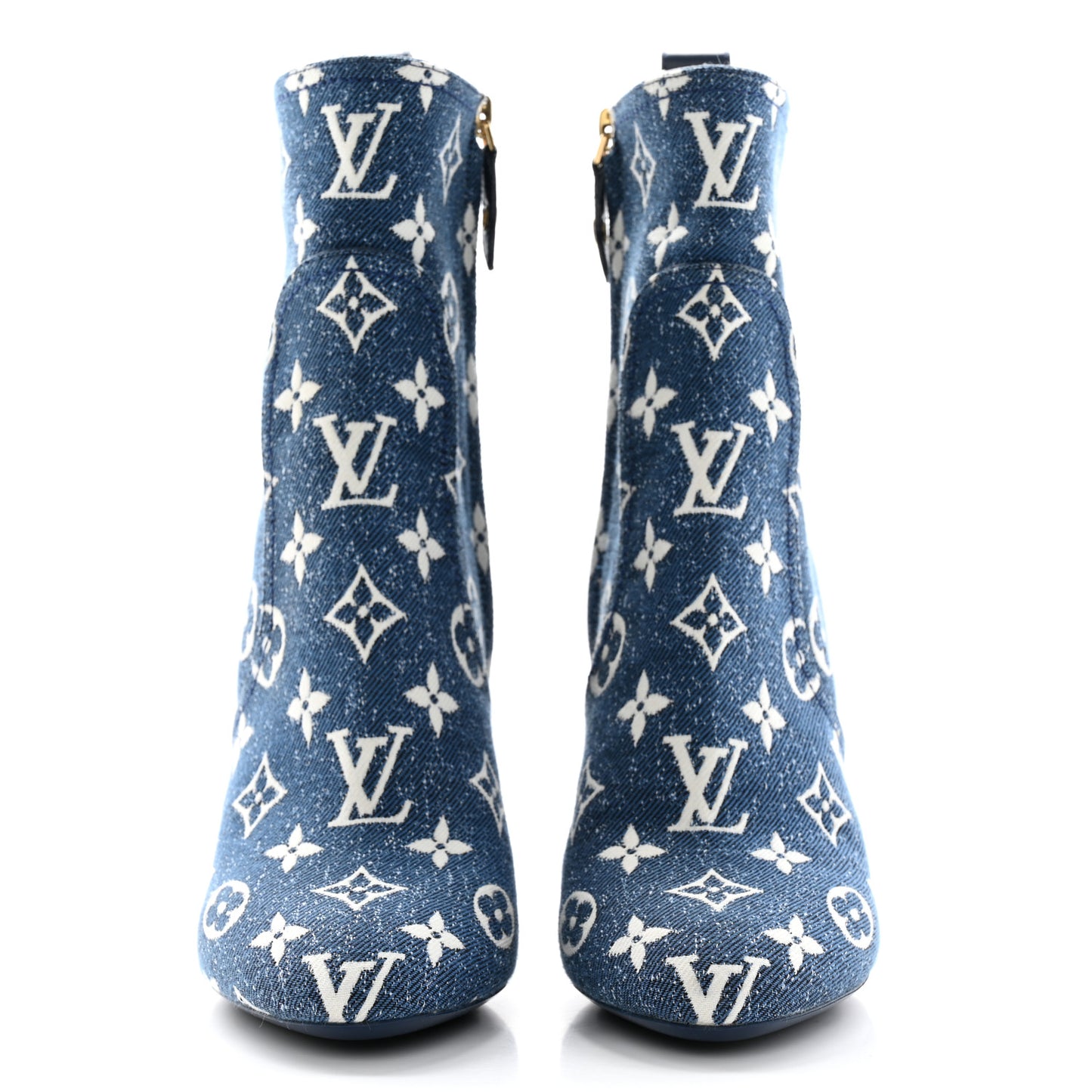Denim Monogram Silhouette Ankle Boots 36.5 Navy Blue