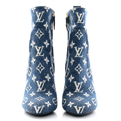 Louis Vuitton Denim Monogram Silhouette Ankle Boots 36.5 Navy Blue 2 of 8
