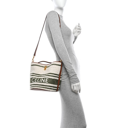 Celine Canvas Smooth Calfskin Logo Bucket 16 Bag Khaki Tan 2 of 15