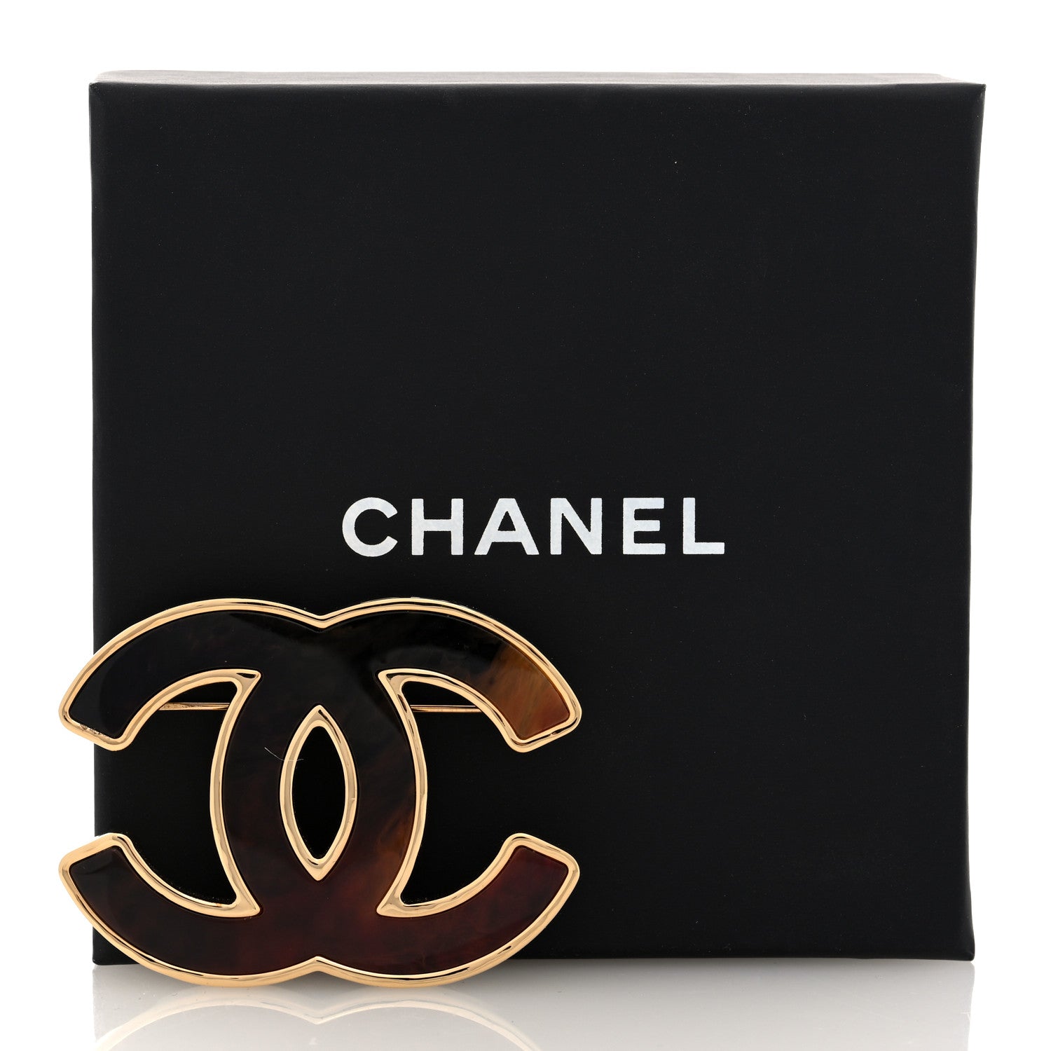 Chanel Metal Resin CC Brooch Gold Orange Black Red 4 of 4