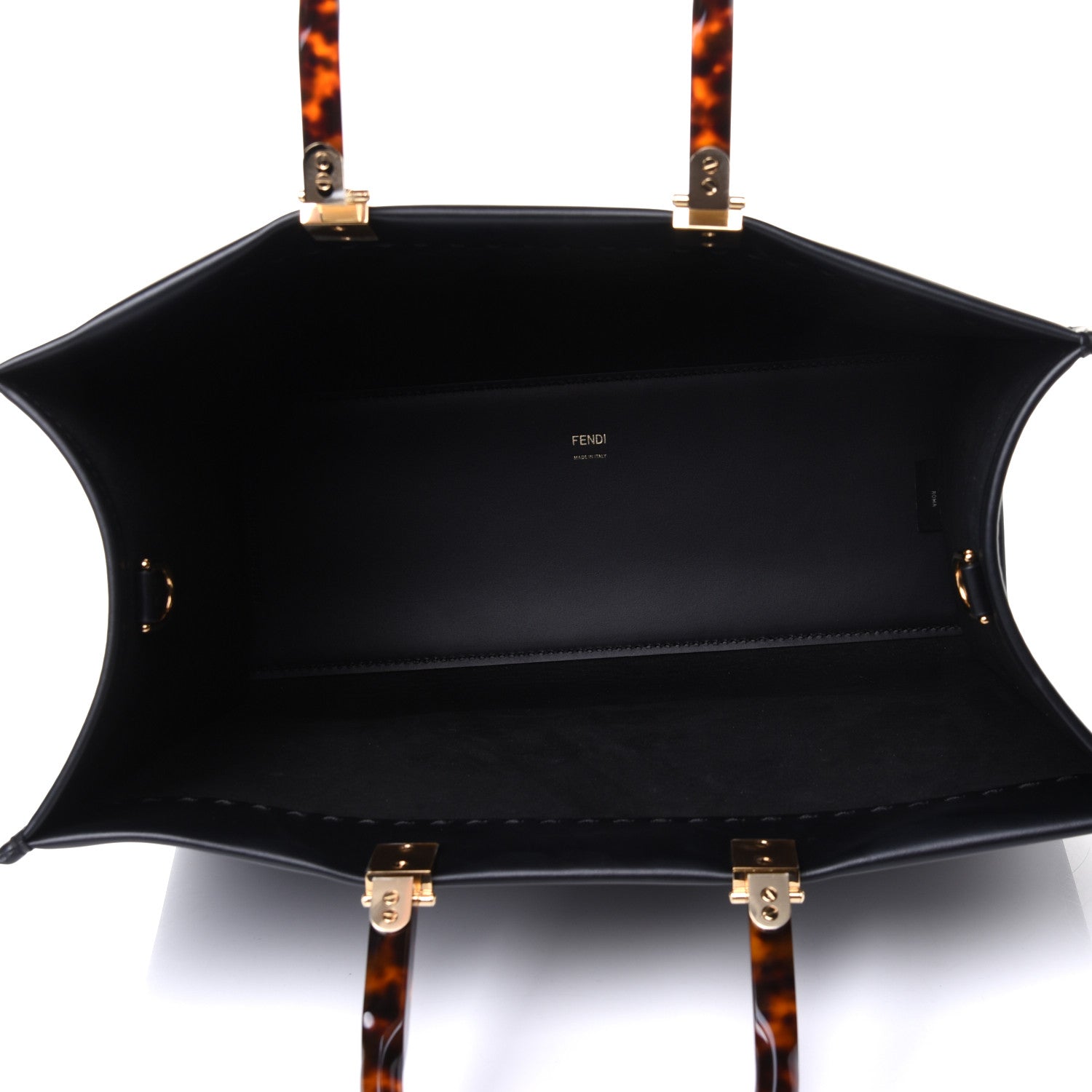 Fendi Vitello King Plexiglass Medium Fendi Sunshine Shopper Tote Black 4 of 4