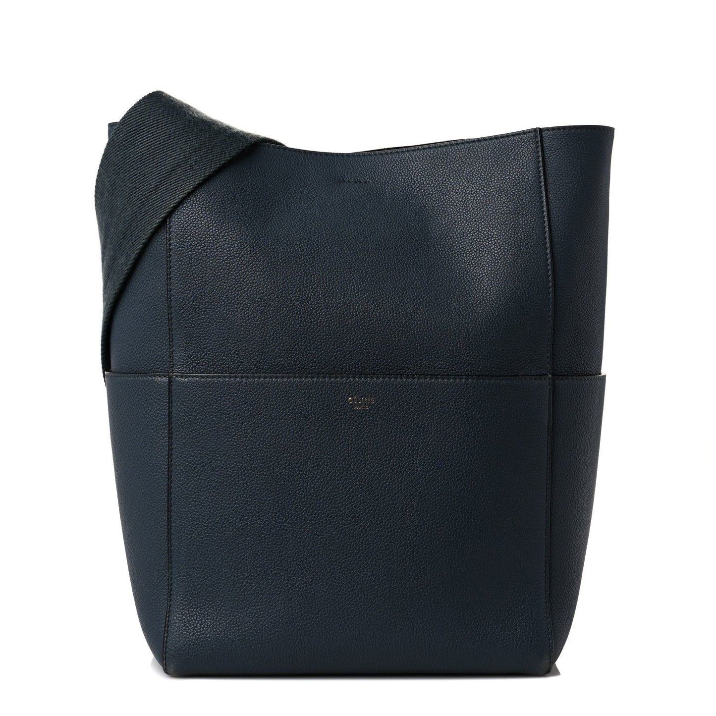 Soft Grained Calfskin Sangle Bucket Bag Navy Blue