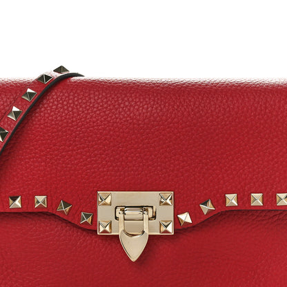Valentino Garavani Pebbled Calfskin Medium Rockstud Flip Lock Crossbody Bag Rouge Pur 7 of 9
