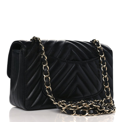 Chanel Lambskin Chevron Quilted Mini Rectangular Flap Black 3 of 9