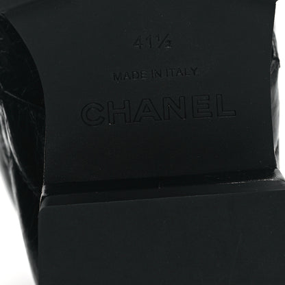 Chanel Crumpled Patent Lambskin Calfskin Quilted Lace Up Combat Boots 41.5 Black 6 of 9