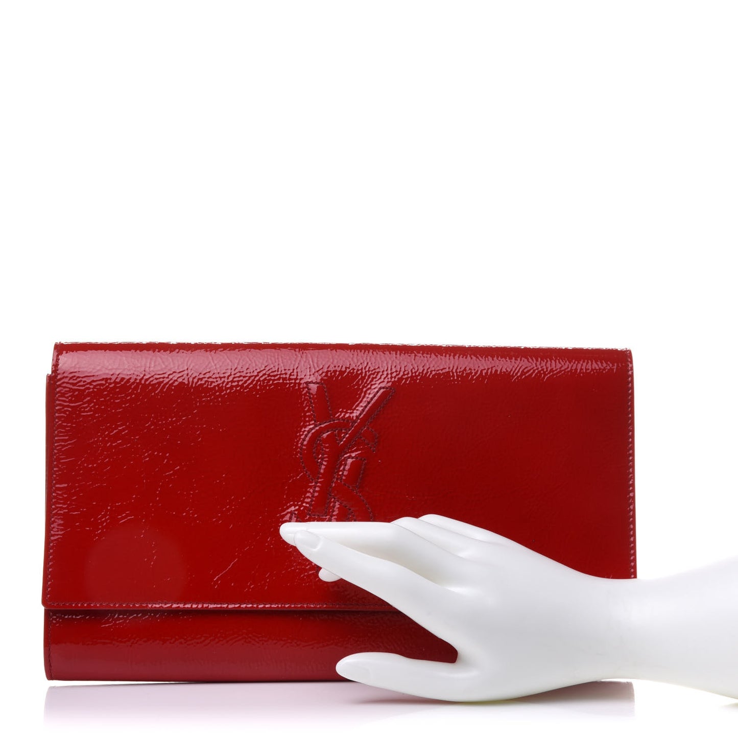Textured Patent Monogram Large Belle De Jour Clutch Red