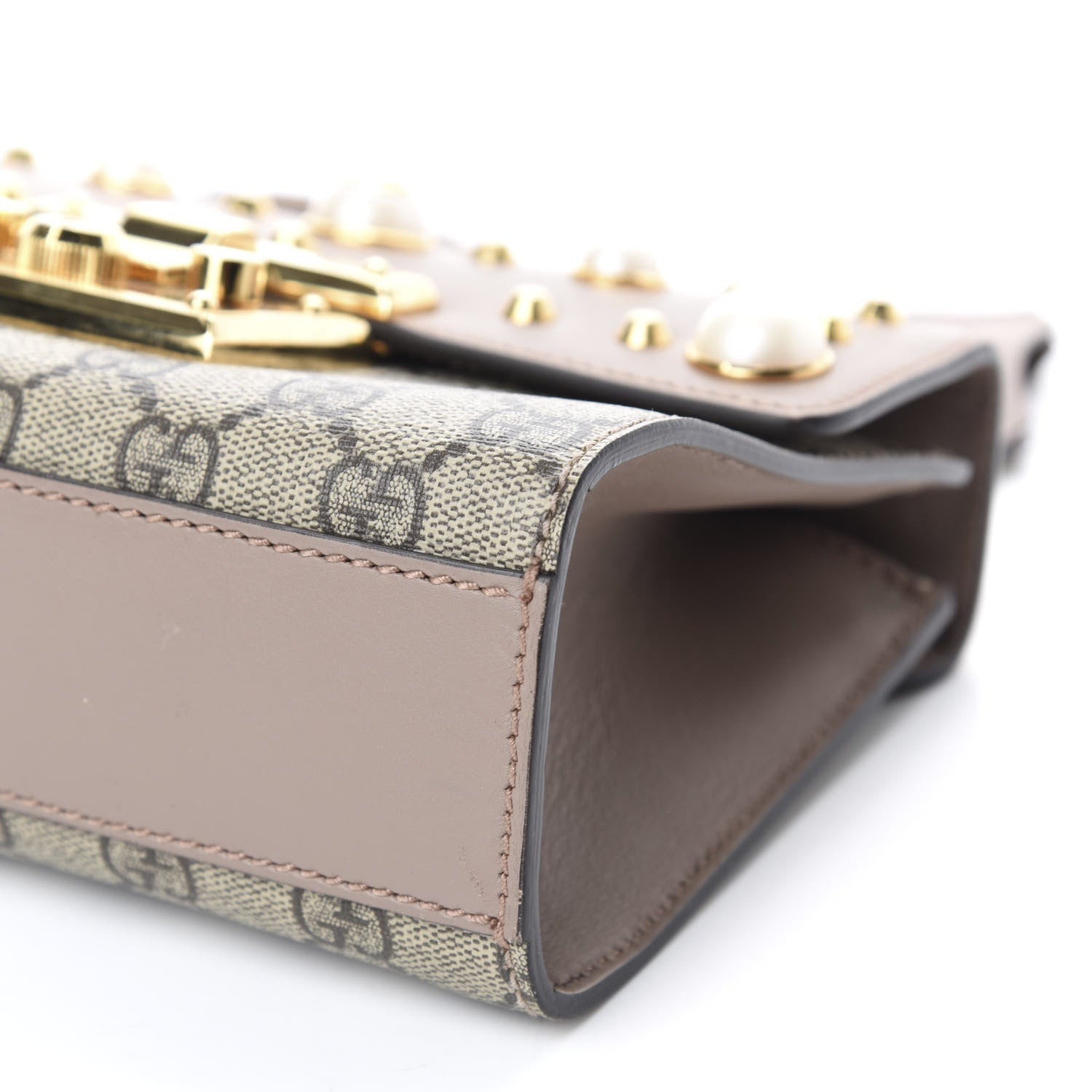 Gucci GG Supreme Monogram Studded Small Padlock Shoulder Bag Porcelain Rose 7 of 11
