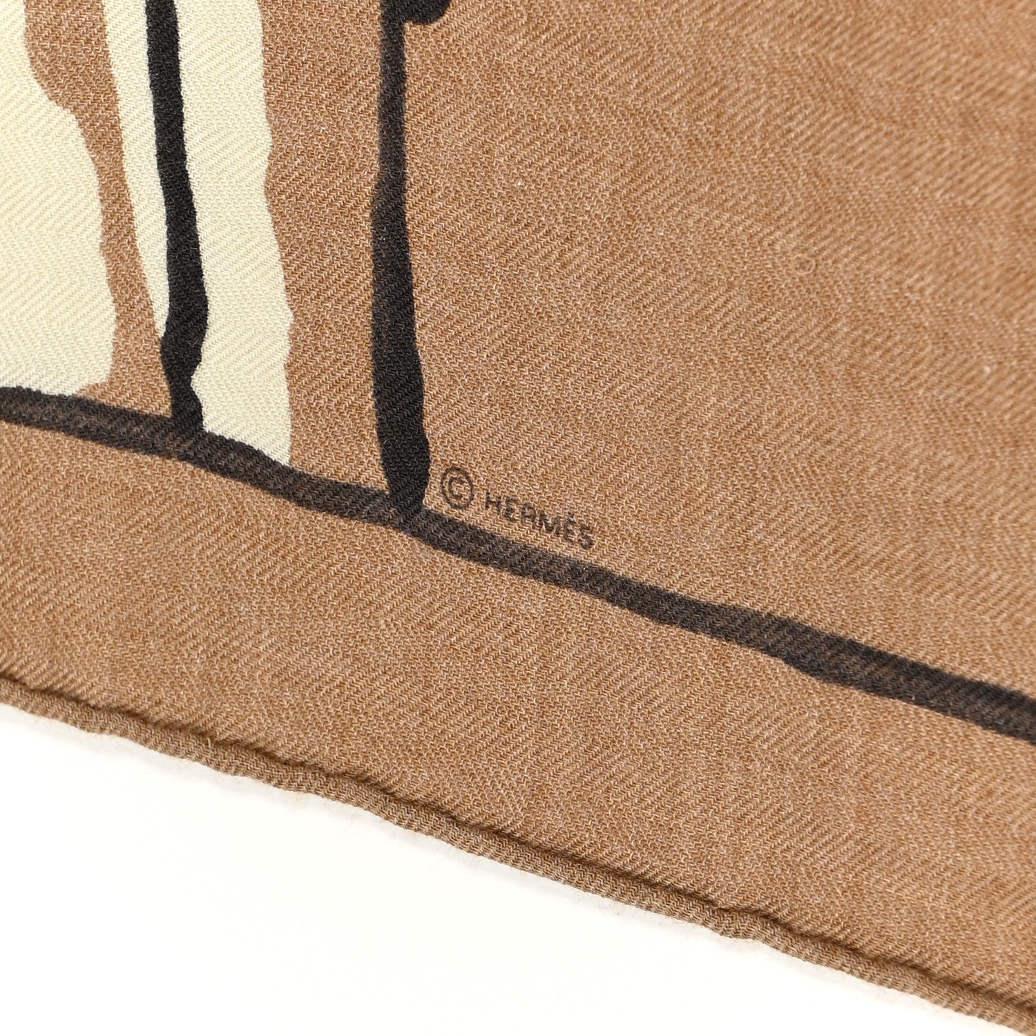 Hermes Cashmere Silk Libre Comme Pegase Shawl 140 Caramel Creme Black 4 of 5