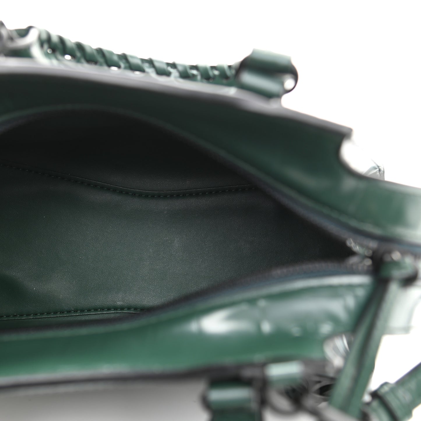 Semi Shiny Calfskin Crocodile Embossed Neo Classic Black Hardware Mini City Forest Green