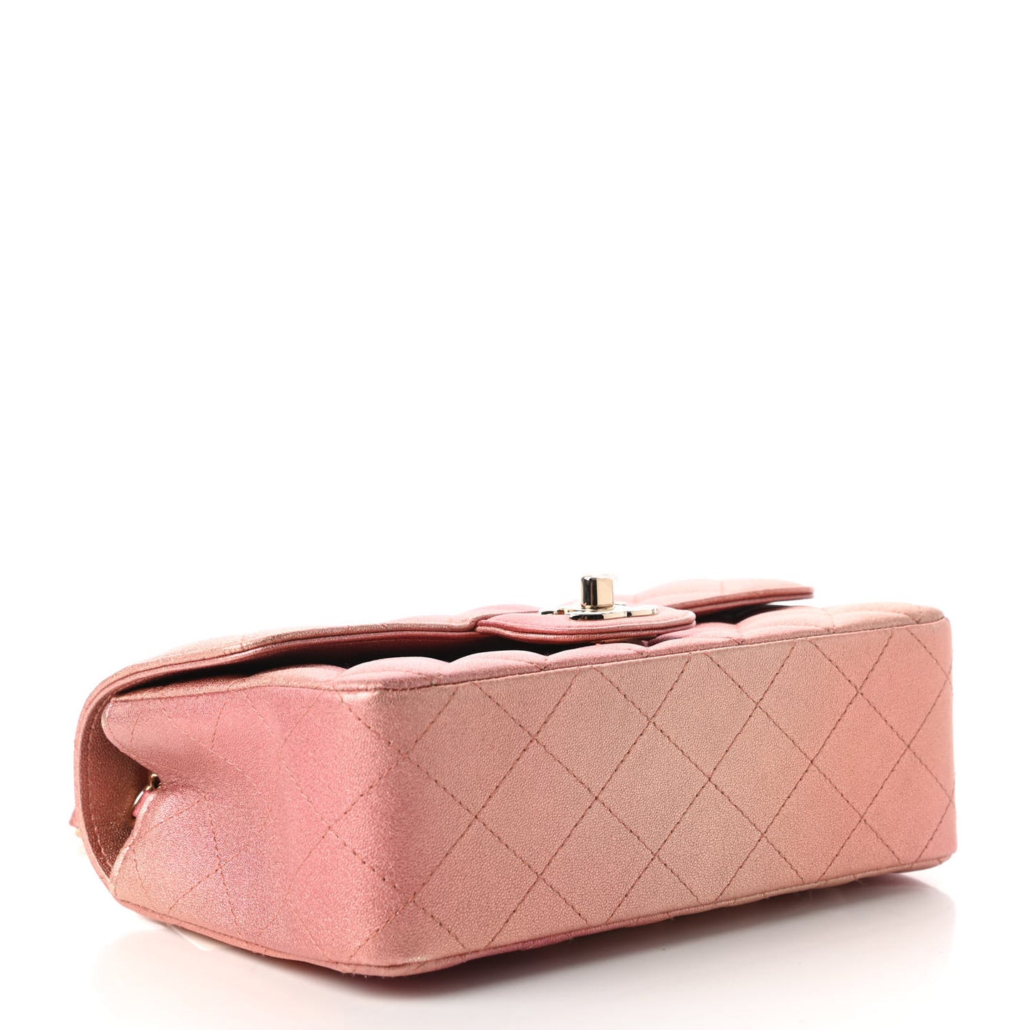 Metallic Lambskin Quilted Ombre Mini Rectangular Flap Pink
