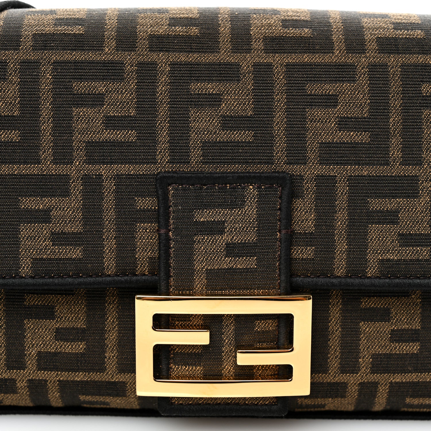 Fendi Fabric Jacquard FF 1974 Medium Baguette Tobacco Moro Black 8 of 11
