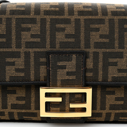 Fendi Fabric Jacquard FF 1974 Medium Baguette Tobacco Moro Black 8 of 11