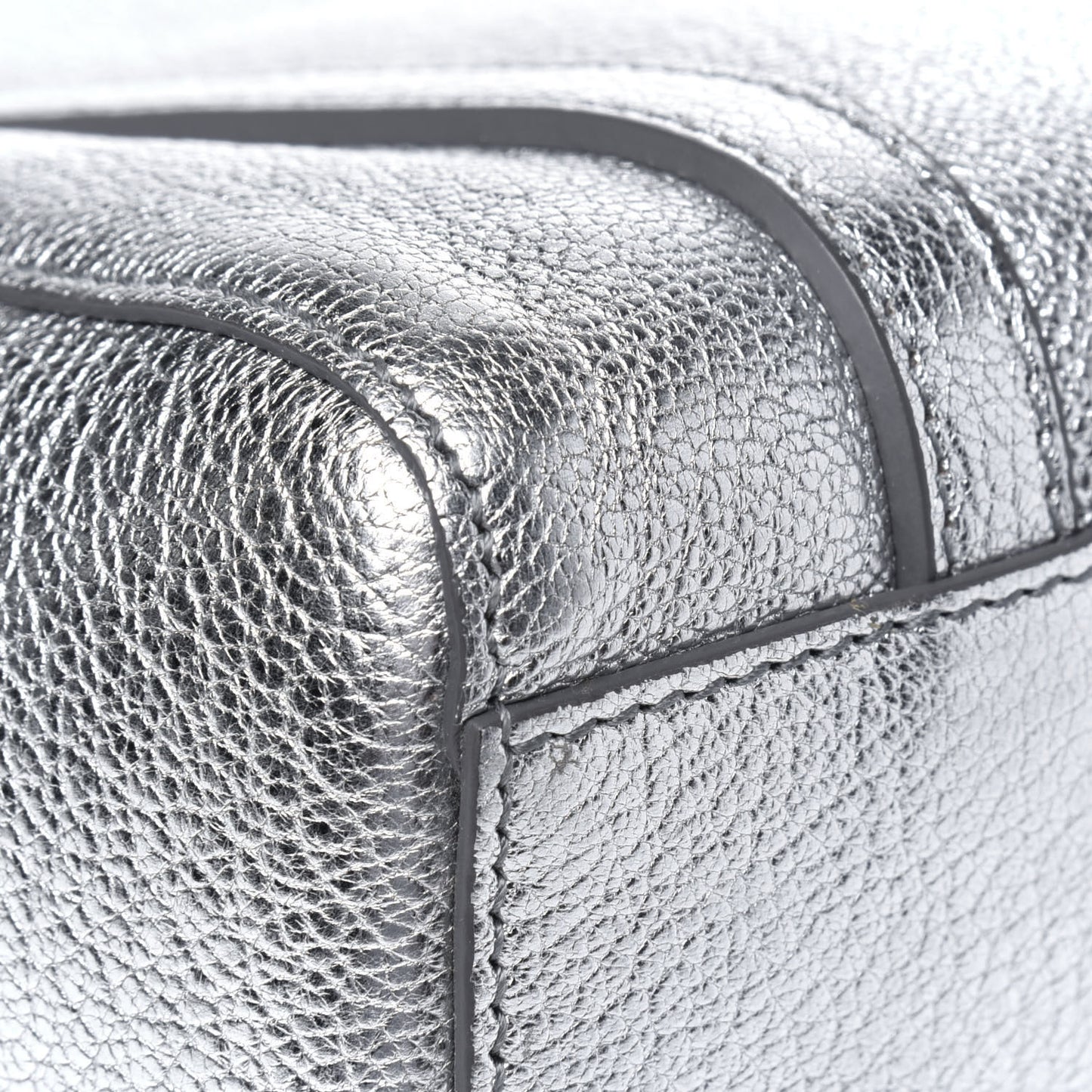 Metallic Goatskin Logo XXS Everyday Tote Argent Black