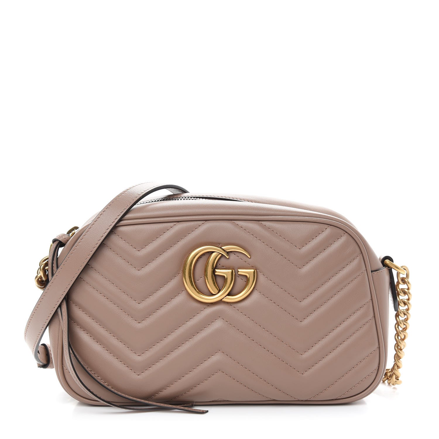 Gucci Calfskin Matelasse Small GG Marmont Chain Shoulder Bag Porcelain Rose 1 of 9
